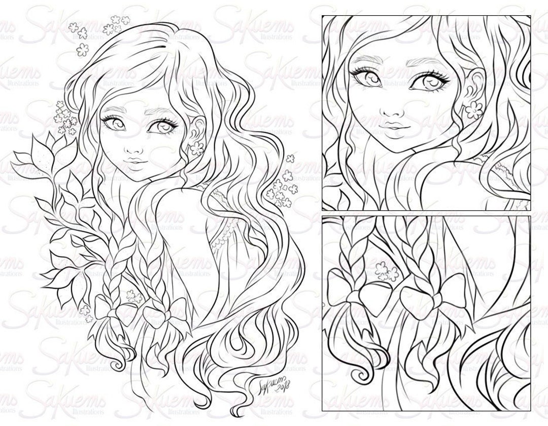 ROMANTIC Coloring SET A5/6x8 Thick Cardstock Pages With Romantic Magical  Characters by Sakuems 