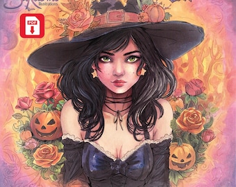 Witchcraft Coloring Book: 10 Magic Designs (PDF Digital)
