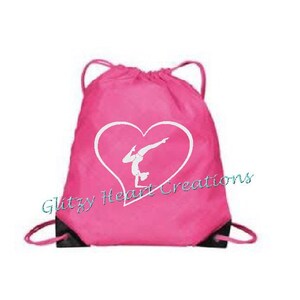 Sac de gymnaste pour filles, sac de gymnastique, sac pour filles, sac de gymnastique, sac pour enfants, sac à pinces, sac à cordon de serrage, sac à paillettes, équilibre de gymnaste dans le cœur, sac de piscine,