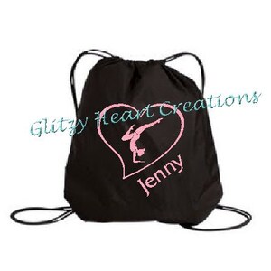 Sac de gymnaste personnalisé pour filles, sac de gym, sac pour filles, sac de gymnastique, sac pour enfants, sac à pinces, sac à cordon de serrage, sac à paillettes, équilibre de gymnaste cardiaque