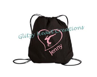 Sac de gymnaste personnalisé pour filles, sac de gym, sac pour filles, sac de gymnastique, sac pour enfants, sac à pinces, sac à cordon de serrage, sac à paillettes, équilibre de gymnaste cardiaque