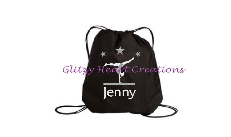 Drawstring Bag Cinch Bag kids glitter bag Gymnastics Bag Personalized Girls Gymnast Bag Gymnast on beam Gym Bag girls beach bag,