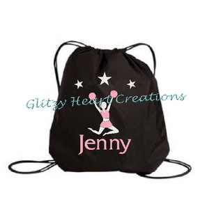 Sac d'encouragement personnalisé pour fille, sac de sport, sac fille, sac de pom-pom girl, conception de pom-pom girl, sac à cordon, sac à cordon, sac pour enfant, sac à paillettes