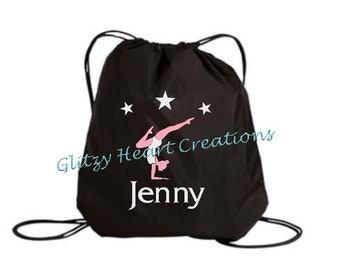Personalized Girls Gymnast Bag, Gym Bag, Girls Bag, Gymnastics Bag, Cinch Bag, Drawstring Bag, Kids Bag, Gymnast Balance, glitter bag