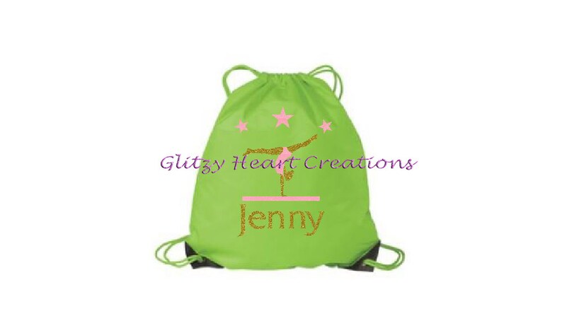 Drawstring Bag Cinch Bag kids glitter bag Gymnastics Bag Personalized Girls Gymnast Bag Gymnast on beam Gym Bag girls beach bag,