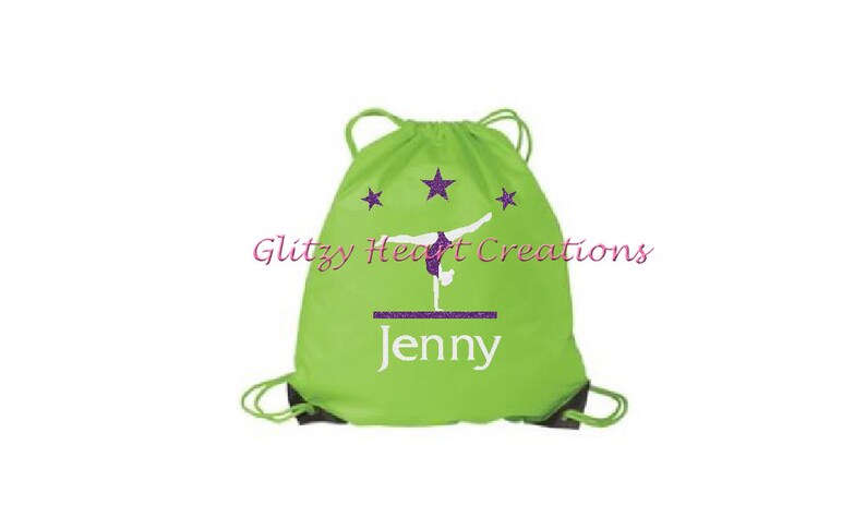 Drawstring Bag Cinch Bag kids glitter bag Gymnastics Bag Personalized Girls Gymnast Bag Gymnast on beam Gym Bag girls beach bag,