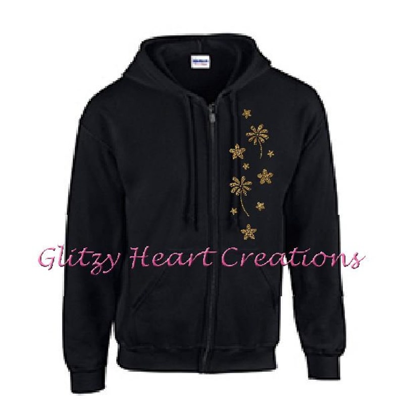 Daisy Design Hoodie Rhinestone Full Zip Womens Hoodie Etsy Canada