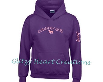 Personalized girls hoodie, Horse design hoodie, horseback riding, country girl des, riding hoodie, kids clothing, personalised, equestrian,