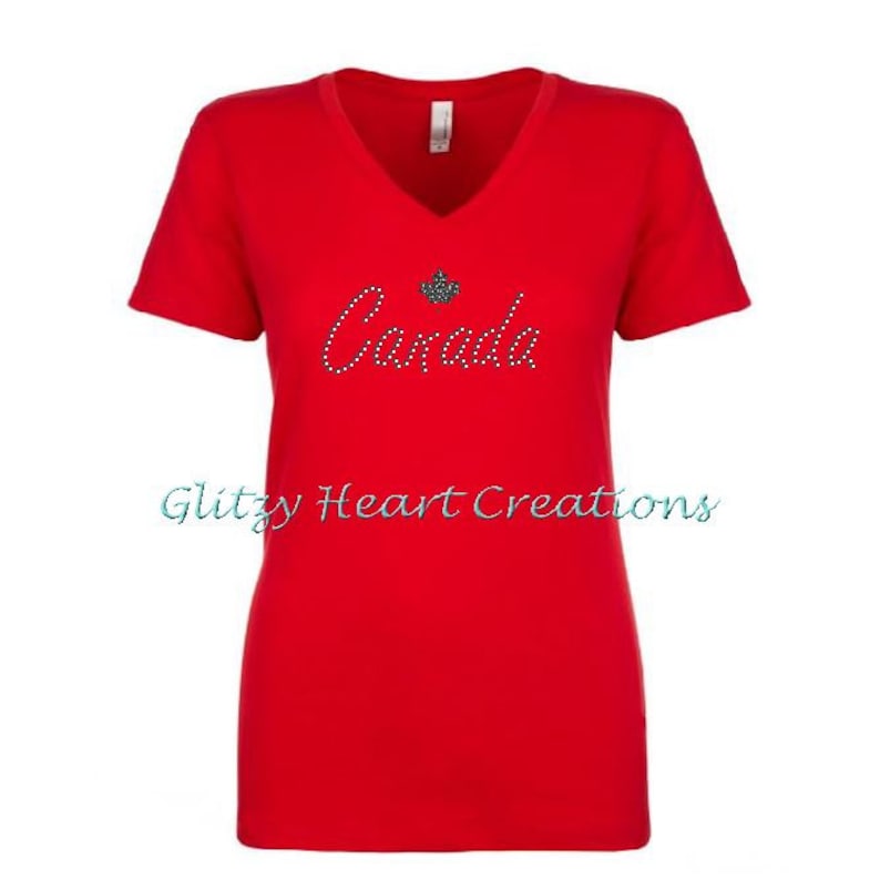 Rhinestone Canada Shirt Ladies Canada t shirt Canada Day Etsy