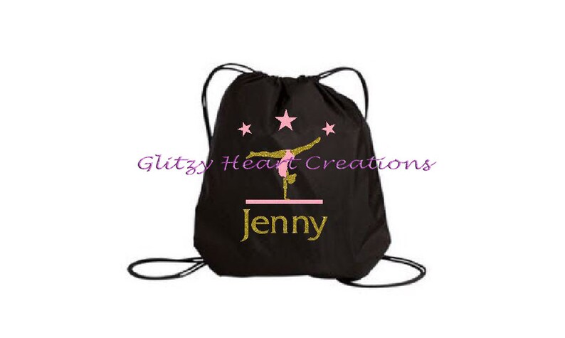 Drawstring Bag Cinch Bag kids glitter bag Gymnastics Bag Personalized Girls Gymnast Bag Gymnast on beam Gym Bag girls beach bag,