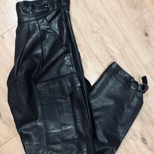 High Waist Blue Leather Pants 28 High 