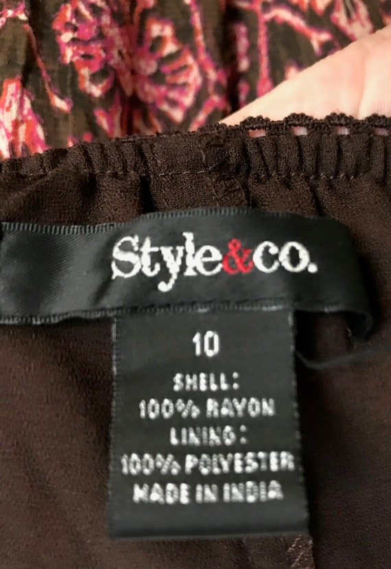 Vtg LIKE NEW Style&Co Ikat Print Midi Skirt Brown… - image 6