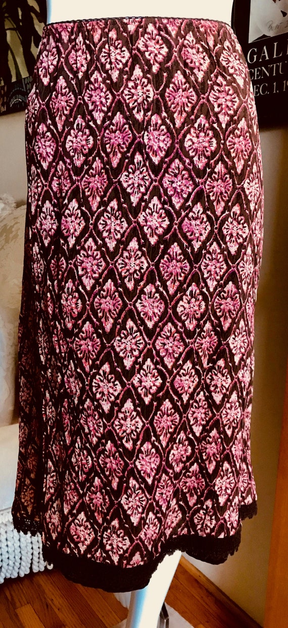 Vtg LIKE NEW Style&Co Ikat Print Midi Skirt Brown… - image 1