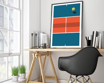 Tennis court poster, minimalist art print poster, geometric poster,