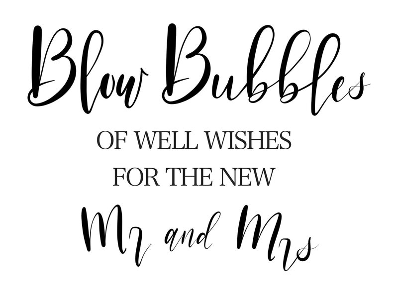 Blow Bubbles Calligraphy Wedding Sign Print Wedding Decor | Etsy