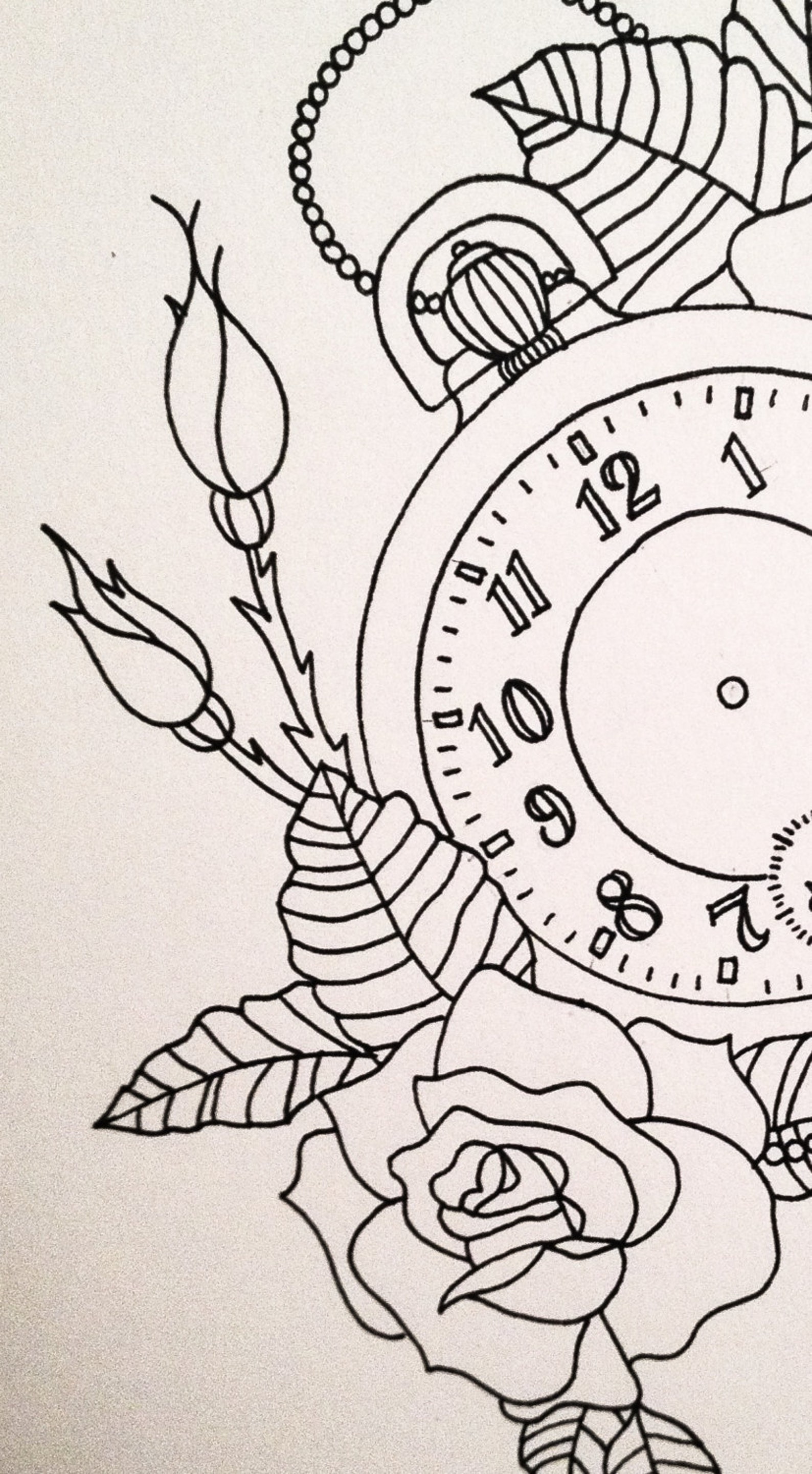 Pocket-Watch Line Drawing Printed on A4 300gsm Card | Etsy