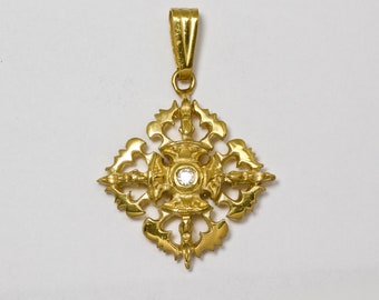 Double Dorje Brooch Silver Gold Plated 