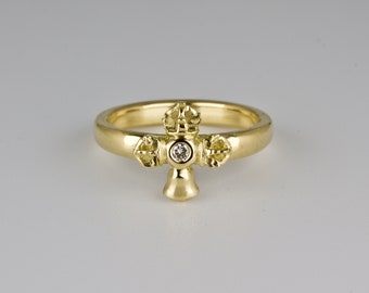 Vajra and bell ring, small gold