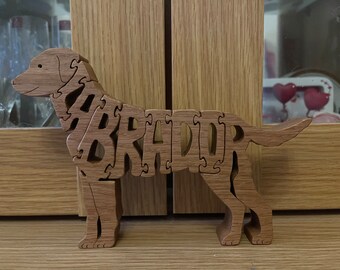 Labrador Wooden Puzzle Solid Oak