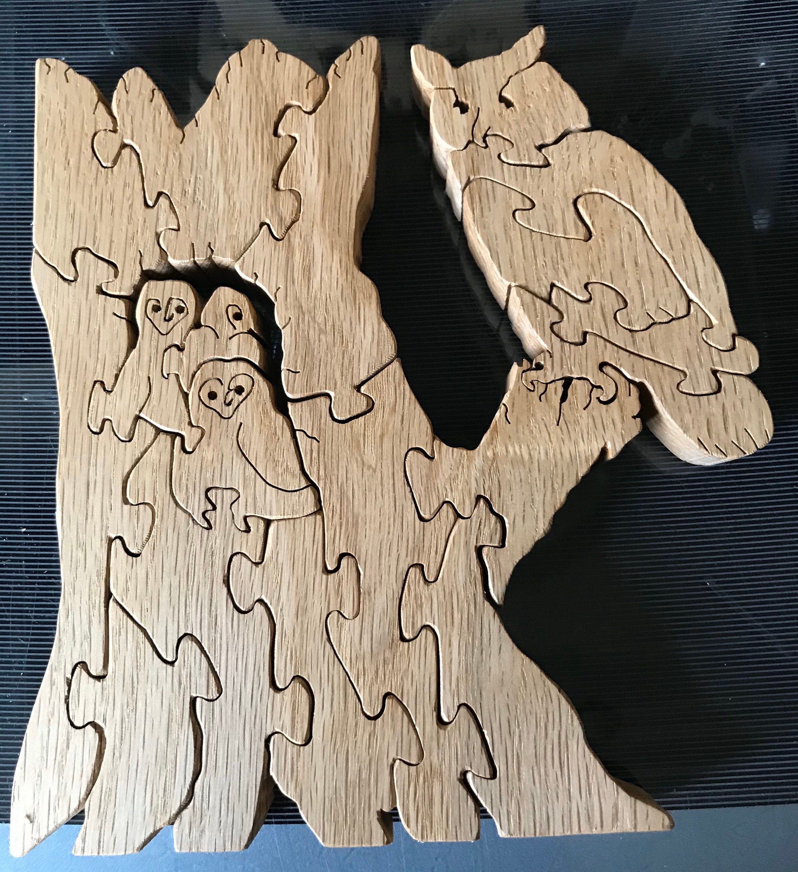 Owl Family in tree wooden puzzle