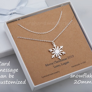 Double layer snowflake necklace,Christmas snowflake necklace,winter wedding Jewelry,Bridesmaid gift,Birthday gift,custom jewelry card