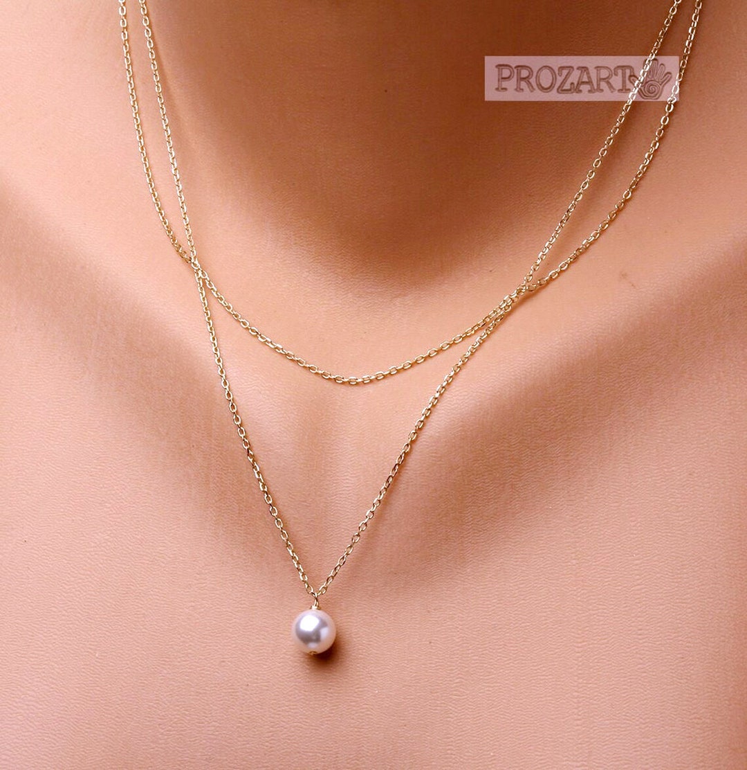 Double Layer Pearl Necklace,bridesmaid Pearl Necklace,gold,silver ...
