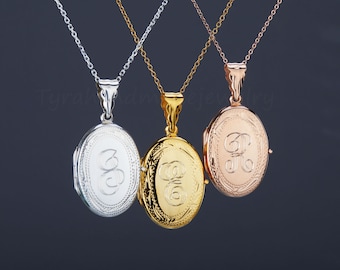 Medallón de fotos grabado personalizado, borde con patrón antiguo, medallón conmemorativo personalizado, regalo del día de San Valentín, joyas de recuerdo, regalo de aniversario