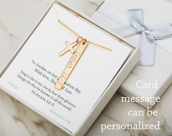 Personalized bible verse Necklace,Hand stamped bar necklace,Name Necklace,custom bible verse jewelry,initial bar necklace,Christian faith