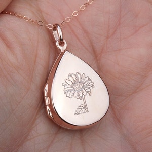 Wassertropfen Foto Medaillon mit Foto, Teardrop Medaillon, individuell graviertes Gedenkmedaillon, Muttertagsgeschenk, Erinnerungsmedaillon, Jubiläumsmedaillon