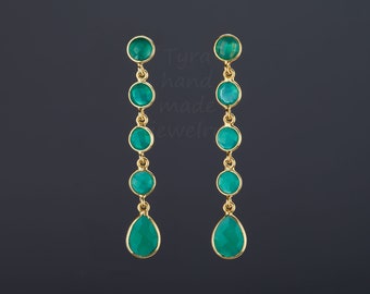 Orecchino onice verde a 5 livelli, orecchino a corda di perline onice verde, orecchino a goccia penzoloni verde, orecchino onice verde altalena lungo, regalo madre, regalo sorella