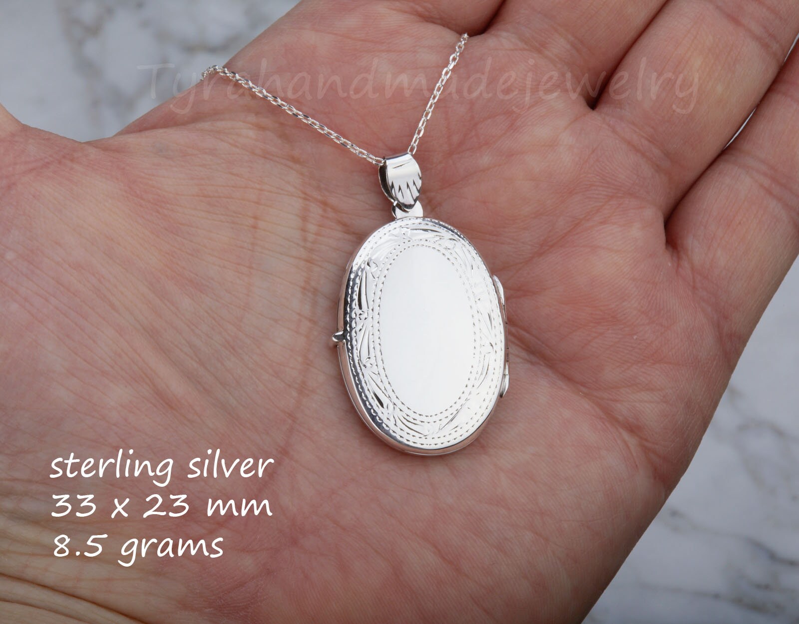 Large Sterling Silver Oval Locket With 
