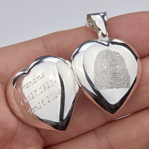 Grande medaglione a cuore spesso, medaglione fotografico in argento sterling, incisione personalizzata, medaglione commemorativo, medaglione con nome, regalo fidanzata di San Valentino, biglietto per appunti personalizzato