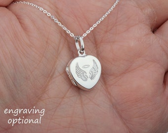 Collar de medallón de corazón pequeño grabado con foto, medallón de corazón de bebé de plata de ley, collar conmemorativo, medallón de recuerdo, regalo de hija de madres