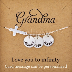 Collana personalizzata, mano timbrato croce collana, siglato gioielli di lateralmente croce collana, collana di nome, Bibbia versetto, collana inspirational