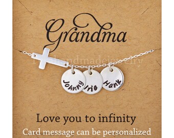 Personalized Necklace,Hand stamped cross necklace,initialed sideways cross necklace,Name Necklace,bible verse jewelry,inspirational necklace