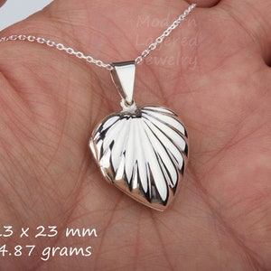 Fluted heart locket necklace with photo,sterling silver heart locket,scallop pattern heart,remembrance locket,mothers gift,anniversary gift