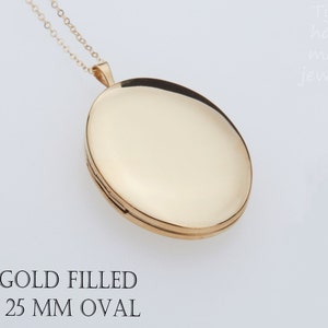 Extra large gold filled oval photo locket,custom engraving,gold collar medallón,memorial locket,bereavement locket gift,remembrance locket