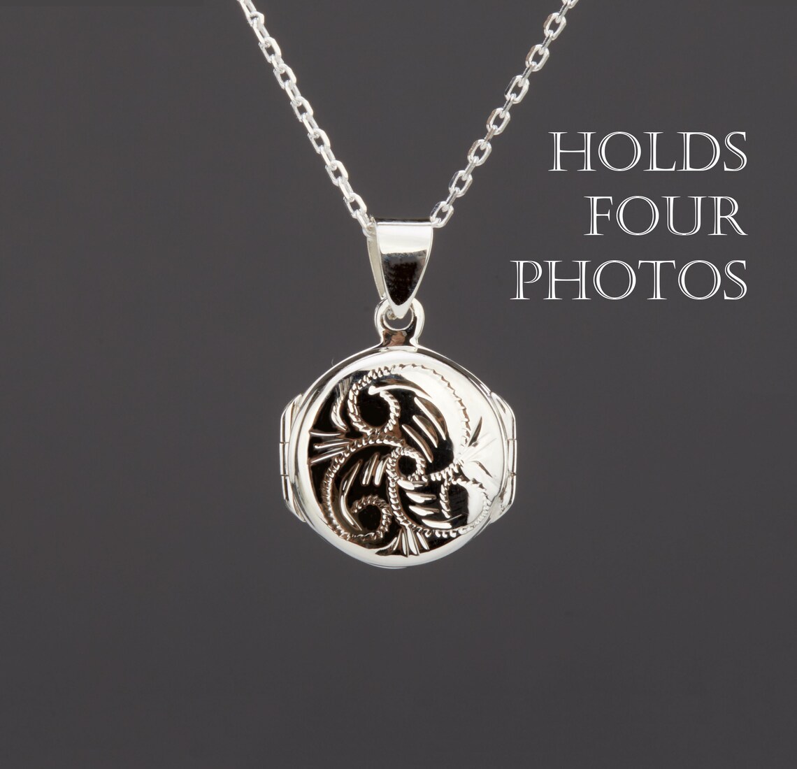 Remembrance Locket Four Photos Sterling Silver Round Locket,trifold Round Locket,memorial ...