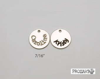 name charm, name disc, sterling silver name disc, personalized disc, initial disc, font choices