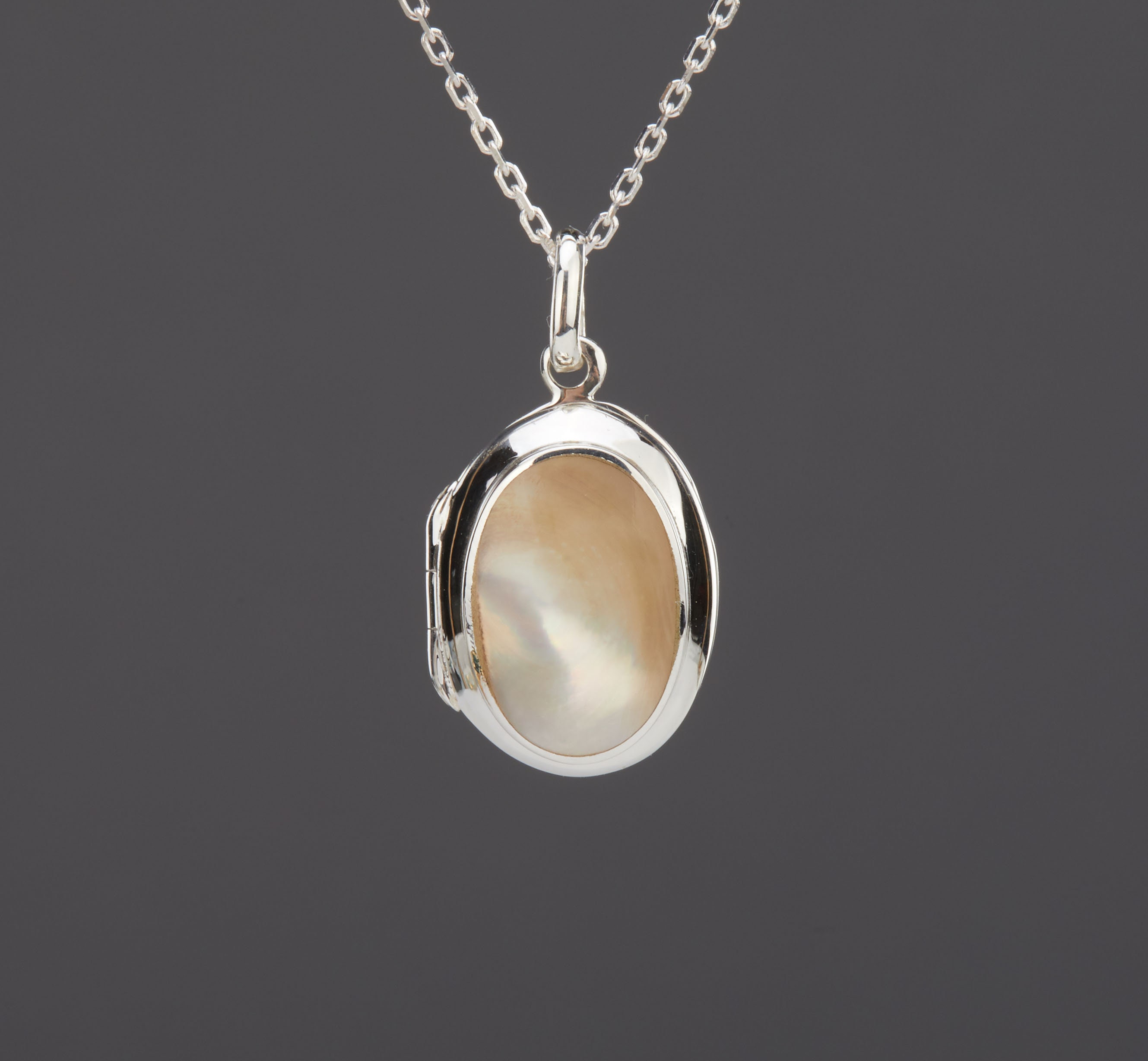 Sterling silver oval photo locket clad with mother of pearl,custom engraving,Valentines locket,memorial photo locket,June birth locket gift