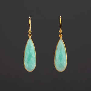Orecchino lungo amazzonite,Orecchino amazzonite pietra naturale reale,orecchini pendenti lunghi,regalo di anniversario,regalo di compleanno,regalo madre,nota personalizzata