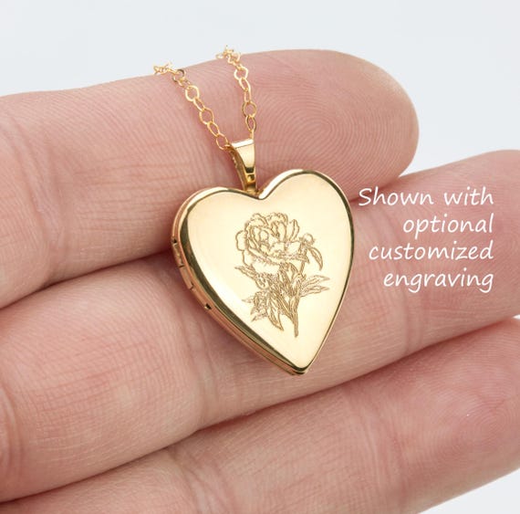 Gold filled heart locket with photo,custom engraving,memorial locket,wedding locket,remembrance locket,Valentine's day gift,mothers day gift