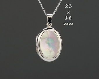 mother of pearl cover sterling silver oval locket with photo,custom engrave oval locket,memorial locket,June birth locket,family loss gift