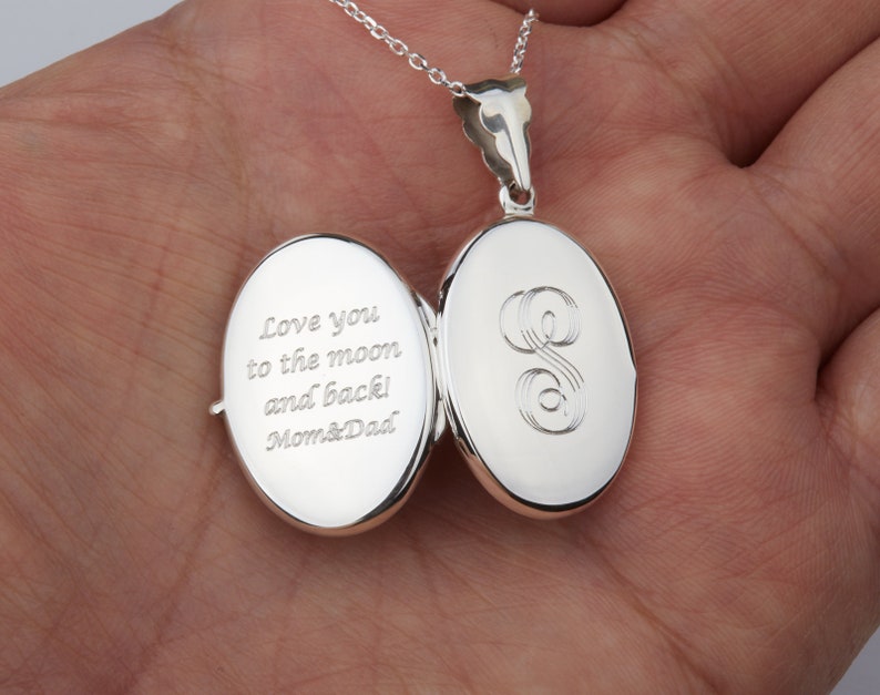 Engraved Sterling Silver Locket With Photopatterned Etsy