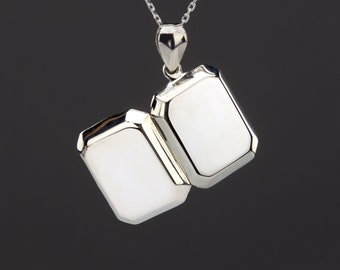 Médaillon rectangle en argent sterling avec photo, gravure personnalisée, médaillon boîte commémorative, médaillon perte de famille, cadeau mère, cadeau médaillon d'anniversaire