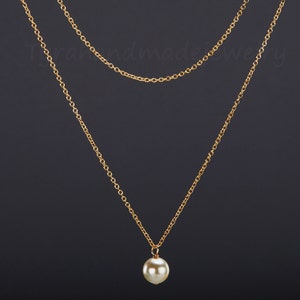 Collar de perlas de doble capa, capa de gargantilla, joyería diaria, regalo de Navidad, regalo de mejor amigo, regalo de la madre, regalo de aniversario, nota de joyería personalizada