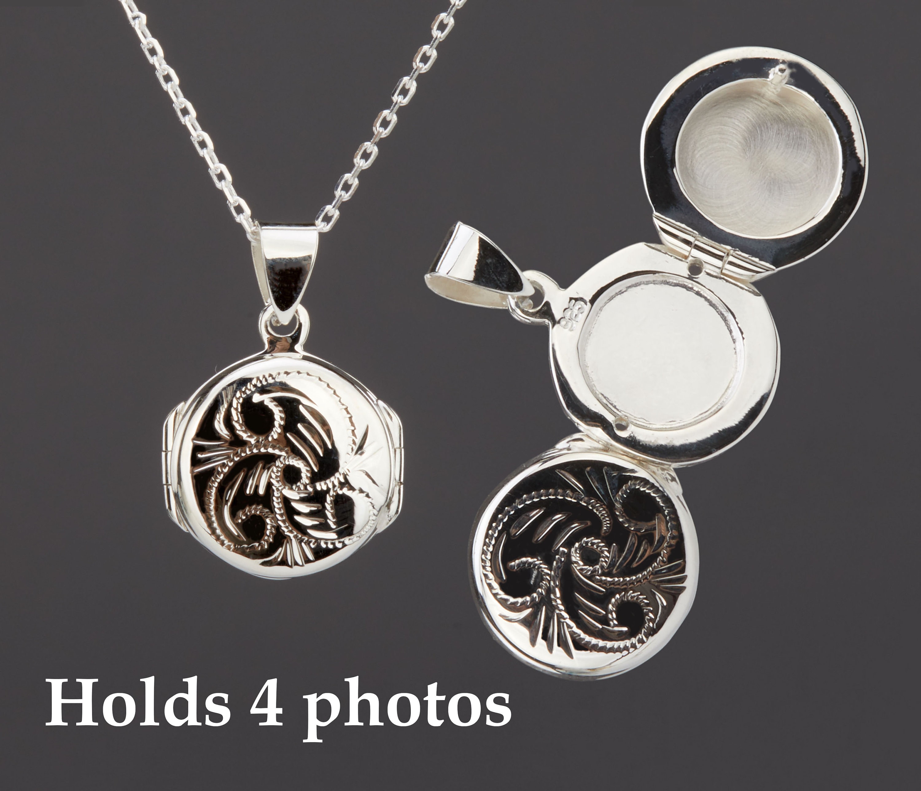 Remembrance Locket Four Photos Sterling Silver Round Locket,trifold Round Locket,memorial ...