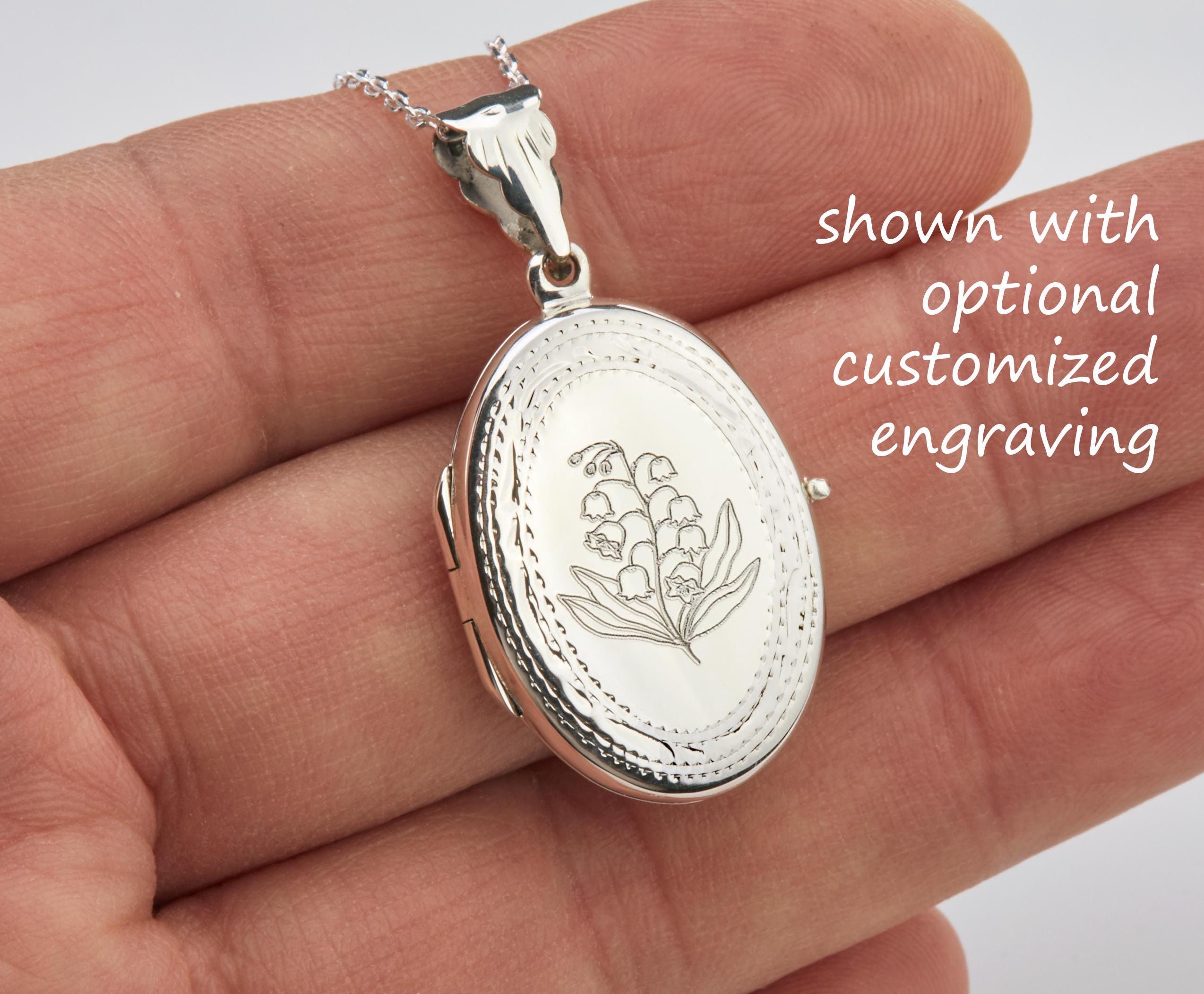Quarter size ornate oval locket with photo,custom engraved keepsake locket,memorial locket gift,valentines day gift,anniversary locket