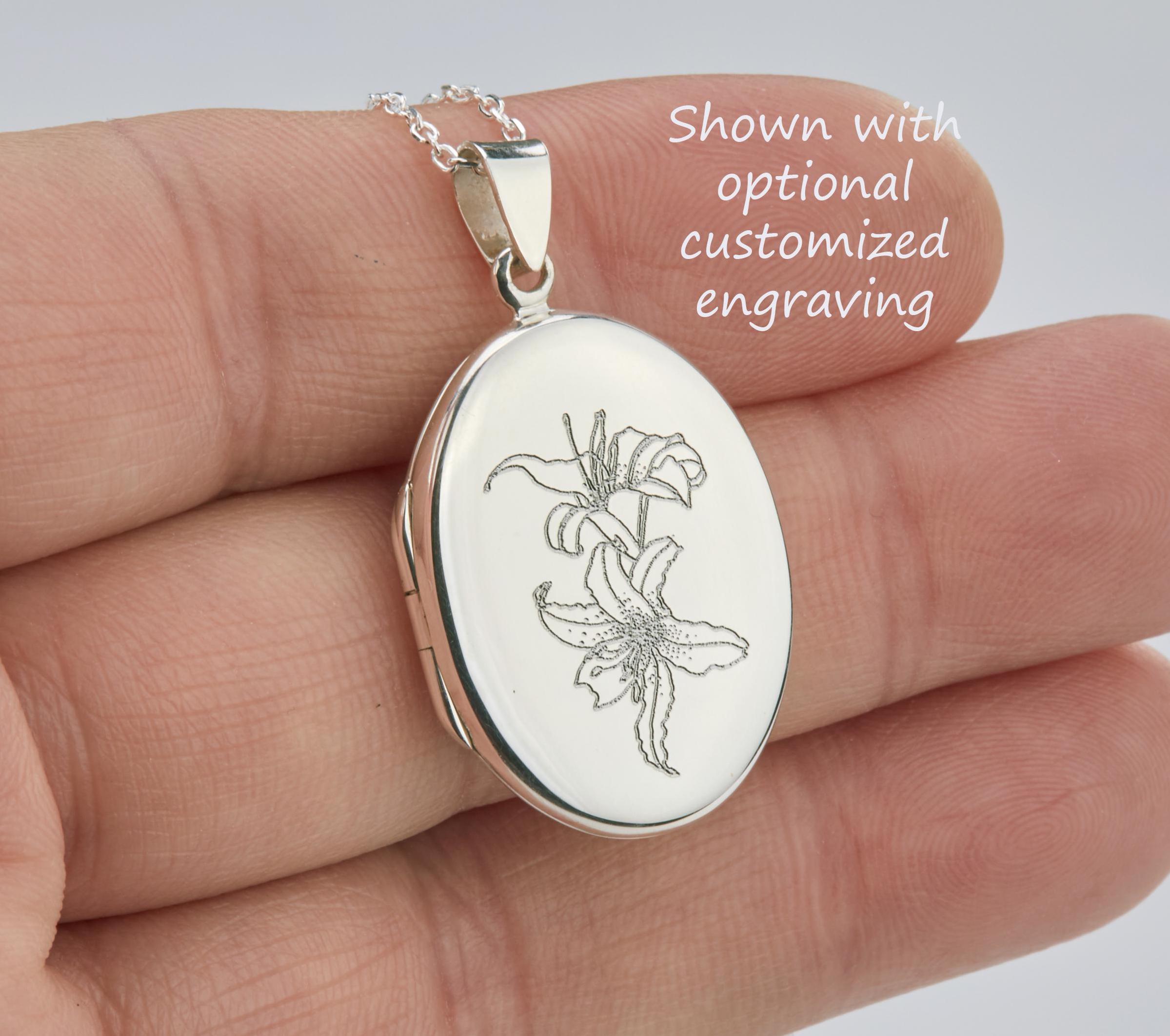 Remembrance Locket Quarter Size Sterling Silver Oval Locket With Photo,custom Engraving ...