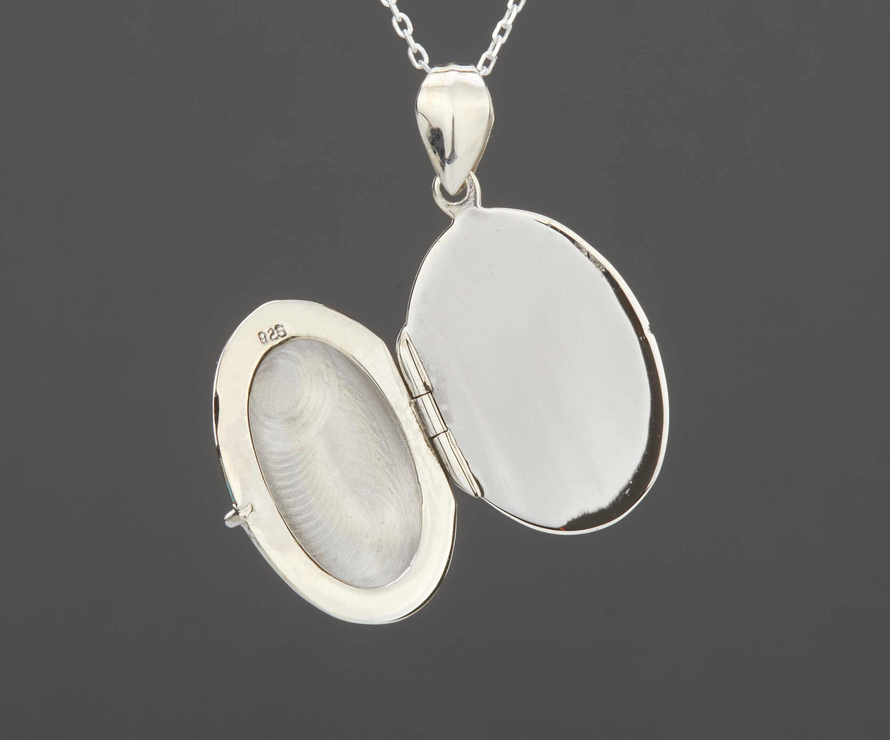 Remembrance Locket Sterling Silver Oval Cremation Urn Locket With Photo and Engraving ...